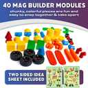 POPULAR PLAYTHINGS Mag Builder Building Set, Magnetic Vehicle Toy for Kids Imagination and Creative Play, Crazy Shapes Gift for Children - 40 Pieces