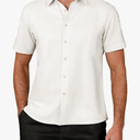 Kallspin Men's Linen Blend Button Down Shirt Short Sleeve Casual Lightweight Summer Beach Vacation Shirt M