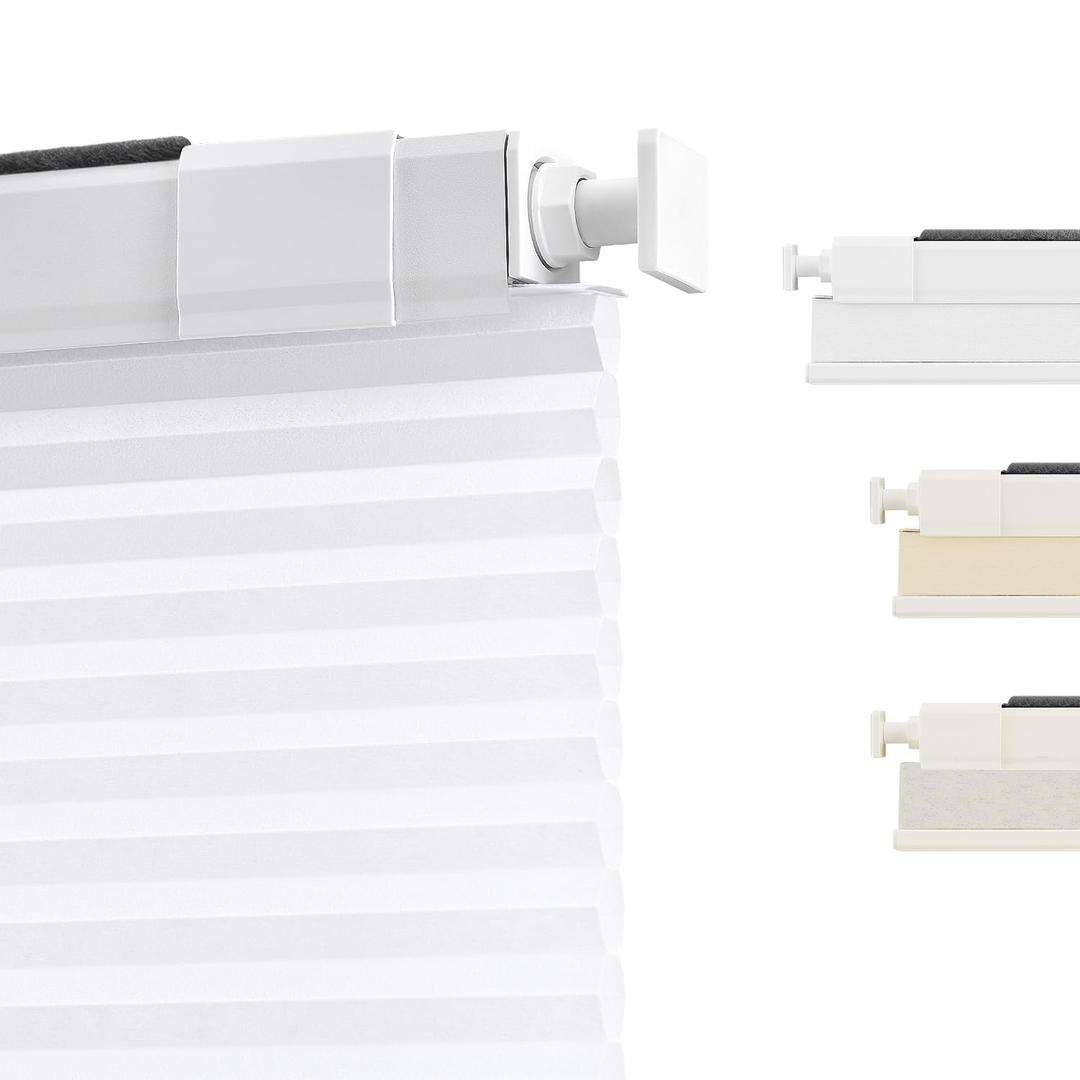 SUNOFF Cordless No Drill Light Filter Cellular Shades, 33" W x 48" H, White