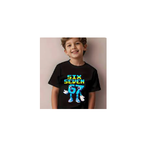 Six Seven Brainrot Italian Funny 67 Kids Gaming Meme T-Shirt, Small, Black 