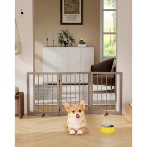 Cideny Free Standing Dog Gate Indoor, Foldable Dog Gate for Doorways Stairs Hallways, 3-Panel Freestanding Pet Gate with Support Feet for Stability, Folding Puppy Gate Easy to Move, Doggy Gate 54"x24"