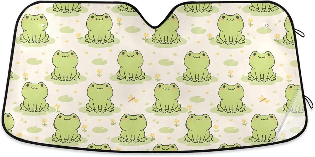 Car Windshield Sun Shade Foldable, Cute Frog Sun Shade for Car Truck Window Front Windshield, Blocks UV Rays Sun Visor Protector Sun Heat Reflector to Keep Your Vehicle Cool, Medium 