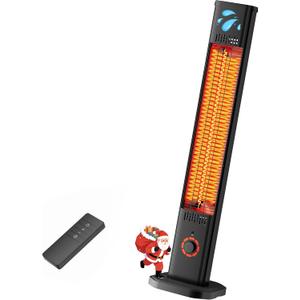 Patio Heater for Outdoor Use1500W, 8H Timer, Waterproof, Infrared Electric Protable Patio Heater, 8 Levels Heating for Garage Backyard Black