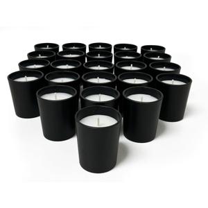 Simply Soson Scented Votive Candles, Bulk Set of 24 White Patchouli Small Candles, Votive Candles Scented in Glass, Black Holder 10 Hours Burn, for Wedding, Birthday, Holiday Christmas & Decoration