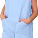 Willow Dance Girls' Summer Casual Rompers Sleeveless Loose Onesie Shorts Overall Jumpsuit with Pockets Beach Outfits