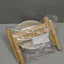 Havniva Ceramic Raised Dog Bowl with Stand for Large Breed Dog Dish Pet Food and Water Bowl (Single Bowl with Stand - Beige, 8''D)