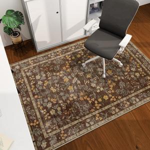 chakme Office Chair Mat for Hardwood Floor, 60"x45" Easy Glide Computer Desk Mat Protector for Rolling Chair Under Desk Rug Nonslip Backing, Machine Wash, (Floral)