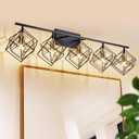 Bathroom Vanity Light with Bathroom Light Fixtures Over Mirror with Rotatable 5 Cube Shades Modern Wall Mounted Matte Black (5-Lights ( 47.2" Width ))