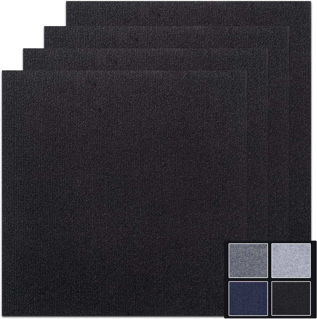 Peel and Stick Carpet Tiles 24x24 Inch, 11 Pack, Black 