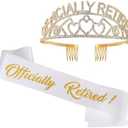 Excitsayno Retirement Crown & Sash - Retirement Party Decorations, Retirement Gift for Woman, Happy Retirement Decorations for Women, Best Retired Gifts, Favors