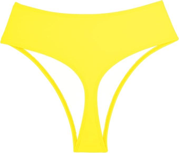 Kepblom Women's Thong Rave Bottoms High Waisted Bikini Bottom High Cut Panties for Dance Festival L