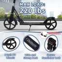 Nattork Kick Scooter for Kids 6+ Years Teens Adults - 220LB Weight Capacity, Front Shock Absorber and Adjustable Handlebar - Smooth Ride with 8" Sturdy Wheels, Ideal for Outdoor Sports