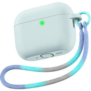 Matekxy for Airpods Pro 3 Case 2025 Cute - for Airpod Pro3 Generation Soft Silicone Cover with Lanyard & Keychain, Shockproof Scratch Resistant for Women, Commuters and Travelers, Morandi Green