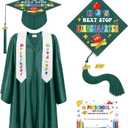 Bokon 4 Pcs 2026 Kindergarten Preschool Graduation Cap and Gown with Tassel Graduation Stole and Certificate for Toddler Kids(27,Green)