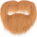 Cosela Self Adhesive Fake Mustache Men Cosplay Costume Facial Hair Halloween Novelty Stick On Fake Beard (Orange)