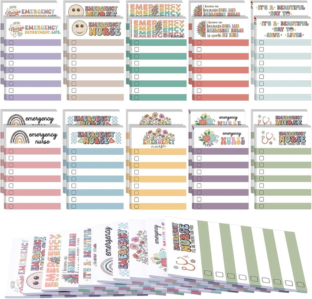 Eaasty 20 Pcs 6 x 4 Inch Christmas Emergency Nurses Gifts to Do List Sticky Notes ER Gifts Sticky Notes Emergency Nurses Appreciation Notepads Bulk for Party Favor