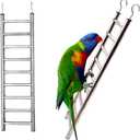 Stainless Steel Bird Ladders 9-Step Parrot Ladder Hanging Bird Cage Climbing Toys with Hooks Birds Exercise Toy for Parakeets, Parrots, CockatooRust-Resistant and Easy to Clean (1 PCS)