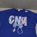 Coquette CNA Nurse Blue Floral Stethoscope Bow Cute Nurse T-Shirt, L