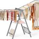 APEXCHASER Clothes Drying Rack Foldable, Metal Laundry Drying Rack Collapsible, Portable Compact Clothes Rack for Sweater Baby Clothes Towel Indoor & Outdoor, Height Adjustable Clothes Airer, Grey, 62.6*36.42*21.06 inches