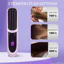 Go Brush Pro for Short Hair 2026, Portable Straightener Brushs for Travel, with LCD Temperature Display, Fast Heating Cordless Mini Hair Brushs (Purple)