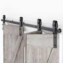 76" Bifold Sliding Barn Door Hardware Track Kit,Side Mounted Black Spoke Wheel Roller,Smoothly and Quietly,Assembly Easy,Fit Four 18" Bi-Folding Doors (Door Not Included)