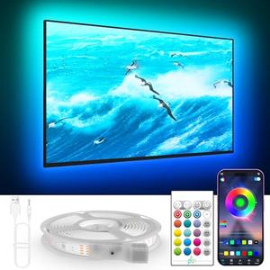 KANTUTOE TV Lights Behind, 19.68ft LED Lights for 55-85 Inch TV, RGB TV Backlight, Music Sync Bluetooth APP and Remote Control Strip Lights USB Powered for Bedroom Gaming Room Decor