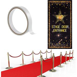 Timtin Red Carpet Runner for Party VIP Stage Door Entrance Cover Movie Night 55 GSM Thickness 2.6 x 15 ft Red Aisle Runner Rug Carpet for Photography Backdrop Wedding Film Graduation Birthday Decor
