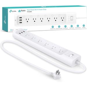 Kasa Smart Plug Power Strip HS300, Surge Protector with 6 Individually Controlled Smart Outlets and 3 USB Ports, Works with Alexa & Google Home, No Hub Required , White