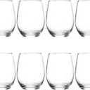Clear 20oz Stemless Wine Glass,Large Cup For Enhanced Aeration with Durable Chip Resistant Rim For White Wine,Beverage Cups For Red Wine,Sleek Modern Drinking Tumbler Drinking Glass 8pack