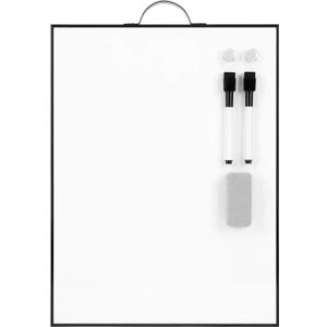 TSJ OFFICE Small White Board - 16" X 12" Portable Black Aluminum Framed Whiteboard, Magnetic Dry Erase Board with a Handle, to Do List Notepad for Office, Home, School (Black-vertical)