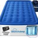 SoundAsleep Products Dream Series Luxury Air Mattress, ComfortCoil Technology, Built-in High Capacity Pump for Home, Camping- Double Height, Adjustable, Inflatable Blow Up, Portable (Queen Size) (Blue)