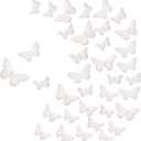 Chuangdi Feather Butterfly Decorations 36 Pcs White 3size Monarch Wall & Party Decor for Wedding, DIY Crafts Lightweight Artificial Feather Butterflies for Home Indoor Outdoor