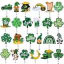 Landical 24 Pcs St. Patrick's Day Felt Badge Reel Retractable Irish Reels ID Badge Holder with Clip Green Shamrock Clover Holder for Nurses Doctor