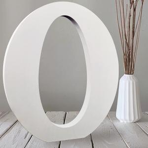 AOCEAN 10 Inch White Big Wood Letters, Unfinished Wooden Letters for Wall Decor Decorative Standing Letters Slices Sign Board Decoration for Craft Home Party Projects (O)