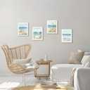 Bedroom Framed Beach Wall Art: Modern Living Room Blue Ocean Scene Picture 4 Piece Bathroom Tropical Coastal Landscape Artwork Vertical Relaxing Seascape Sailboat Painting Sea Print for Home