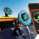 MagSafe Car Mount Charger, 3 in 1 [LED RGB HandsFree] Wireless Car Charger, Magnetic Phone Holders for Your Car- Fast Charging Car MagSafe Charger for iPhone 17/16/15/14/13/12 Series, for Men Women (Black)