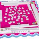 Mahjong Racks with Pushers, White Wooden American Mahjong Tile Pushers and Racks Set of 4, with White Printed Mahjong Racks Drawstring Bag, Mahjong Accessories (19.68 Inches)