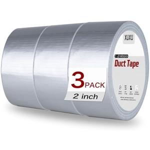 XUXU 3 Pack Duct Tape Heavy Duty Waterproof, Strong Adhesive Silver Duct Tape Bulk for Indoor Outdoor Repairs Tear by Hand, 60 Yards x 2 Inch Total