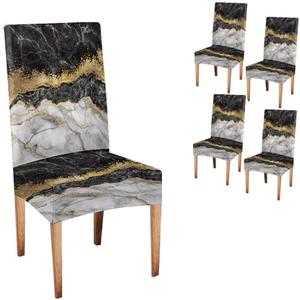 CAPSCEOLL Black Gold Grey Chair Covers Dining Chair Slipcovers Set of 4 Stretch Parsons Chair Slipcovers Universal Removable Washable Parson Chair Covers for Dining Room Living Room Kitchen (Abstract 1)