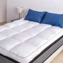 Marine Moon Mattress Topper Full Cooling Plush Pillow Top Mattress Pad Feather Bed Topper, Extra Thick Hotel Quality Down Alternative Pillow Topper Full for Back Pain, Soft Bed Toppers (Classic - Square White)