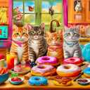300 Piece Puzzles for Kids Boys Girls Ages 6-8 8-10 10-12 - Jigsaw Puzzles for Adults - Kitchen Kittens and Donuts