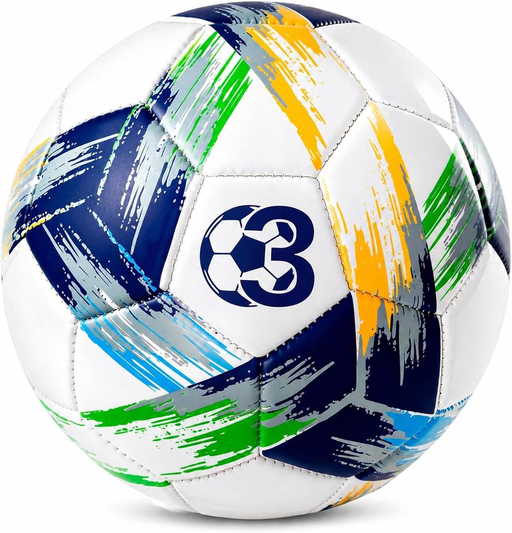 Soccer Ball Size 5 Size 4 Size 3 Deflated - Bright Tri-Color Practice Ball for Boys and Girls Ages 4-8, 8-12,12+, Indoor Outdoor Official Training Ball for Kids Youth Teens Adult