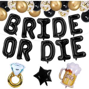 Bride Or Die Bachelorette Party Decorations Bridal Shower Decorations Bachelor Party Decorations For Men Bachelorette Party Supplies Black Gold Bachelorette Decorations For Party Bride To Be Balloons