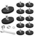 12Pack Rubber Coated Magnets, 30LBS Strong Adhesive Power Neodymium Magnet, Anti-Scratch Magnetic Base with M6 Threaded Stud and Wrench, Magnet with Rubber Coating for Outdoor Light Bar, Ptz, Camera (1.69 Inch)