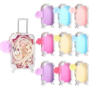 20 Pcs Mini Empty Suitcase Storage Box and Plush Ball Keychain Clear Candy Luggage Storage Containers Suitcase Packaging Case (Multicolor)