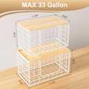 2 Pack Trash Bag Dispenser, Trash Bag Holder with Bamboo Top, Garbage Bag Dispenser, Storage Stackable for Kitchen Laundry Organizers Countertop Organization, White