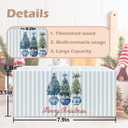 Chinoiserie Christmas Kitchen Utensil Holder, Xmas Tree Grandmillennial Cooking Utensil Holder Wooden Storage Organizer Box for Kitchen Counter, Blue and White Christmas Decor