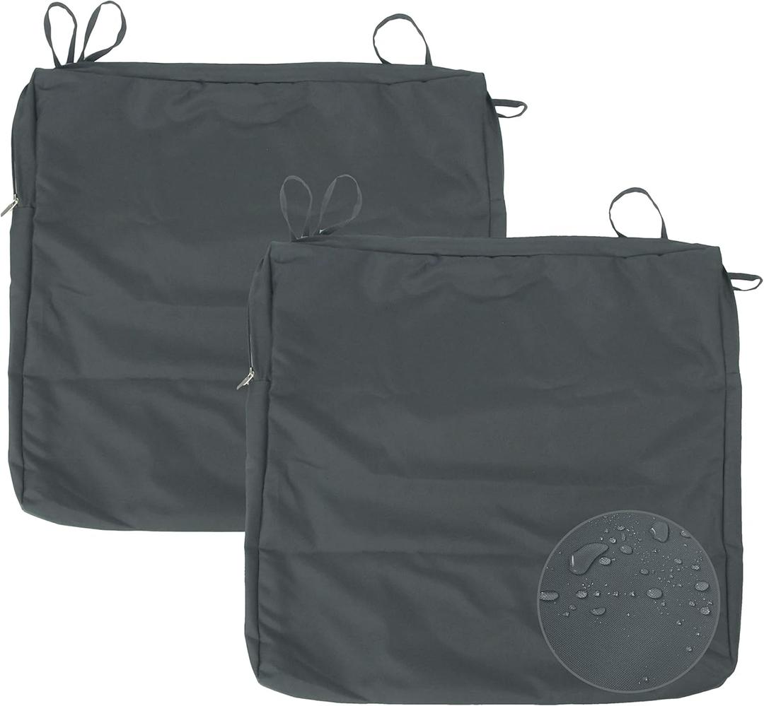 Water Repellent Patio Seat Cushion Covers, Outdoor Seat Cushion Covers-Only Covers (20"x20"x2" 2 Pack Grey)