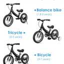 Balance Bike 2 in 1,The Dual Use of a Kids Balance Bike and Toddler Bike, for 2 3 4 5 6 7 Years Old -12 14 16 Inches with Training Theory, Brake, Pedal, Size: 12inch
