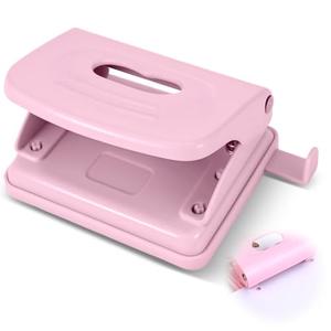 2 Hole Punch, Metal Pink Two Hole Punch for Crafts, Adjustable Manual Paper Puncher Office Punchers for A4/A5/B5 Looseleaf Book and Home Supplies, 8 Sheet Capacity